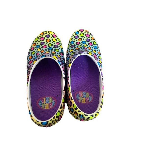 Lisa Frank Women Sz 6 Crocs Neria Pro II Clogs Pink Multi Cheetah Print Workwear - Picture 7 of 11